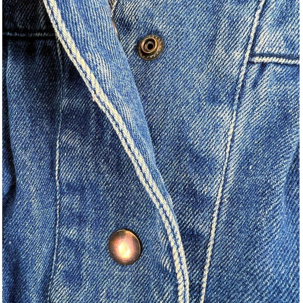 Vintage 80s/90s Bramble Lane Denim Bomber Jacket Puff Sleeve Smocked Waist - M - Picture 7 of 10